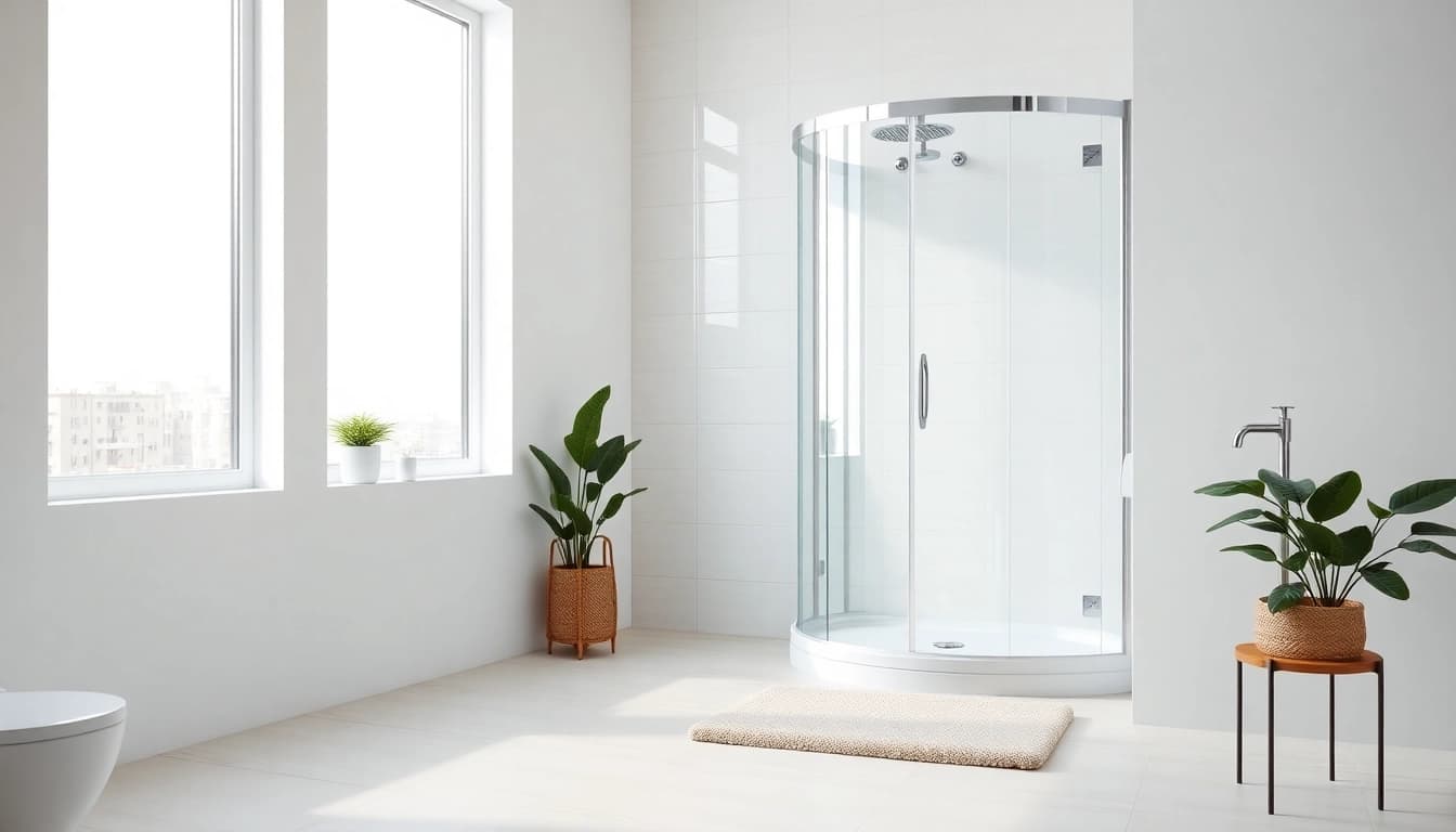 Erleben Sie die sonni Duschkabine 100x100 in einem modernen Badezimmer mit eleganten Details.