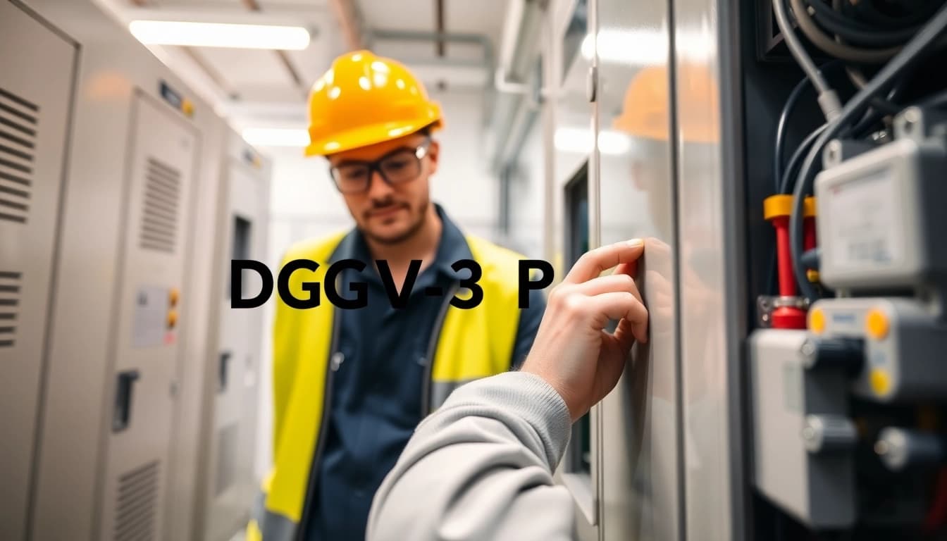 Technician performing DGUV V3 Prüfung on electrical devices in a workshop setting, ensuring safety compliance.