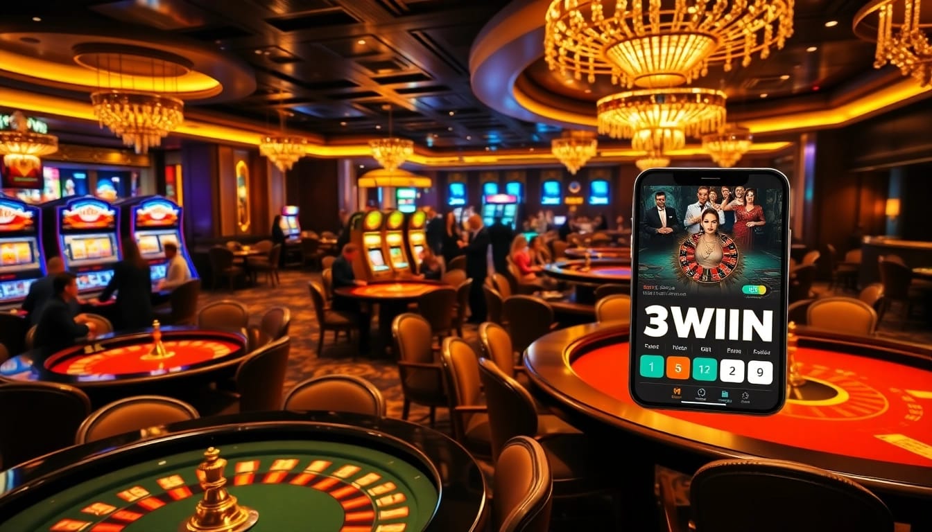 Experience 33WIN's thrilling gaming atmosphere with sophisticated tables and vibrant slots.