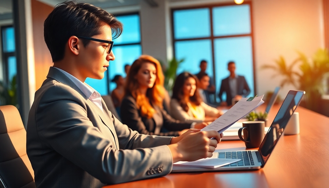 Headhunter Ingenieure am Schreibtisch, konzentriert auf Lebensläufe, in modernem Büro.