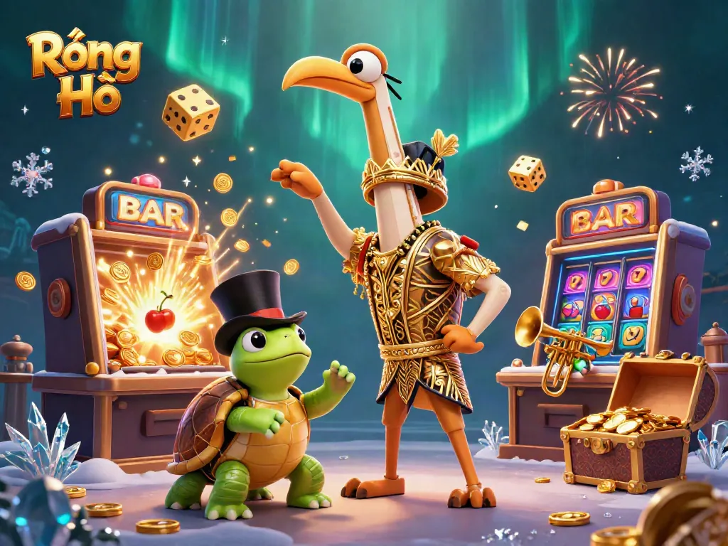 Engage in thrilling Rồng Hổ gameplay with 3D cartoon characters and exciting casino elements.