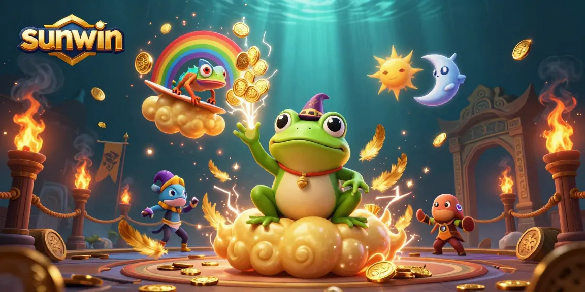 Experience sunwin's exhilarating adventure in this vibrant scene of gambling excitement.