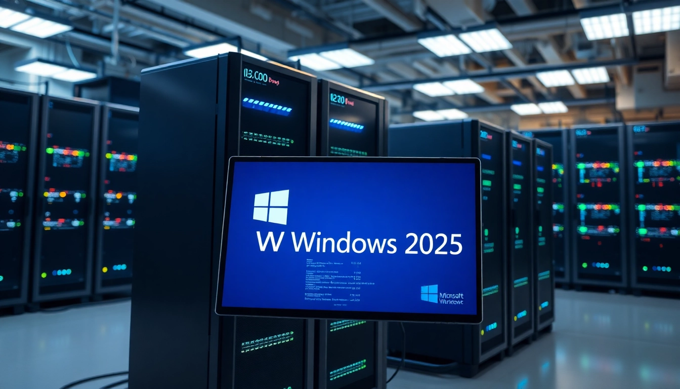Microsoft Windows Server 2025 Standard kaufen in einer modernen Büroumgebung mit Server-Setup.