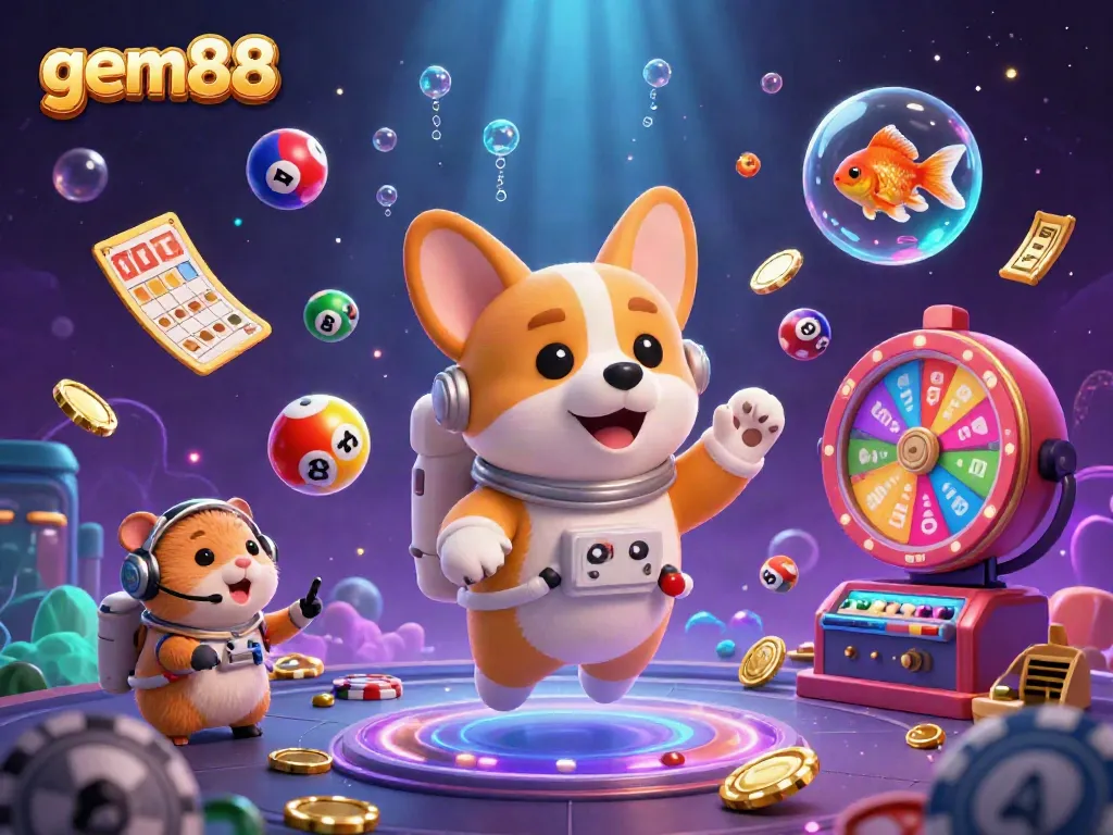 Experience gem88's enchanting casino action with vibrant visuals in a captivating 3D scene.
