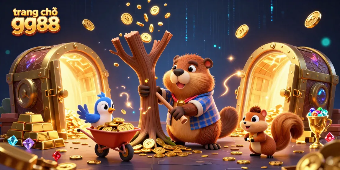 Engage in thrilling action at trang chủ gg88 with a lively 3D beaver, collecting gold coins and treasures.
