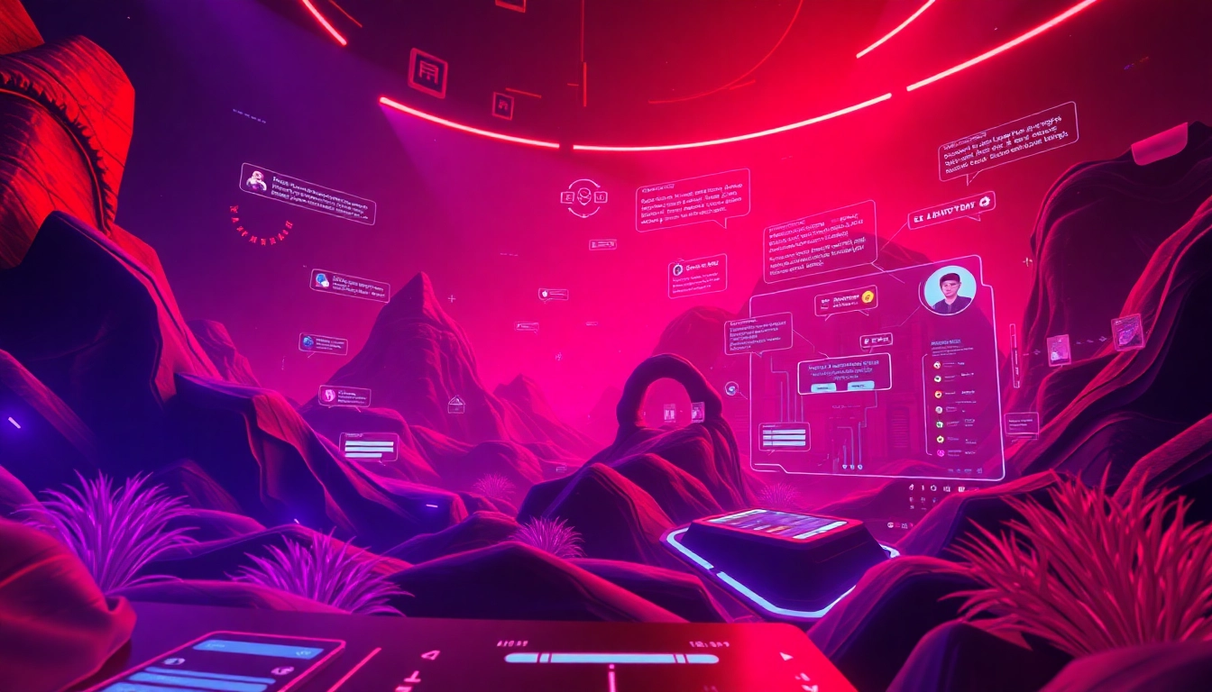 Engaging NSFW AI chat scene with digital avatars and interactive elements