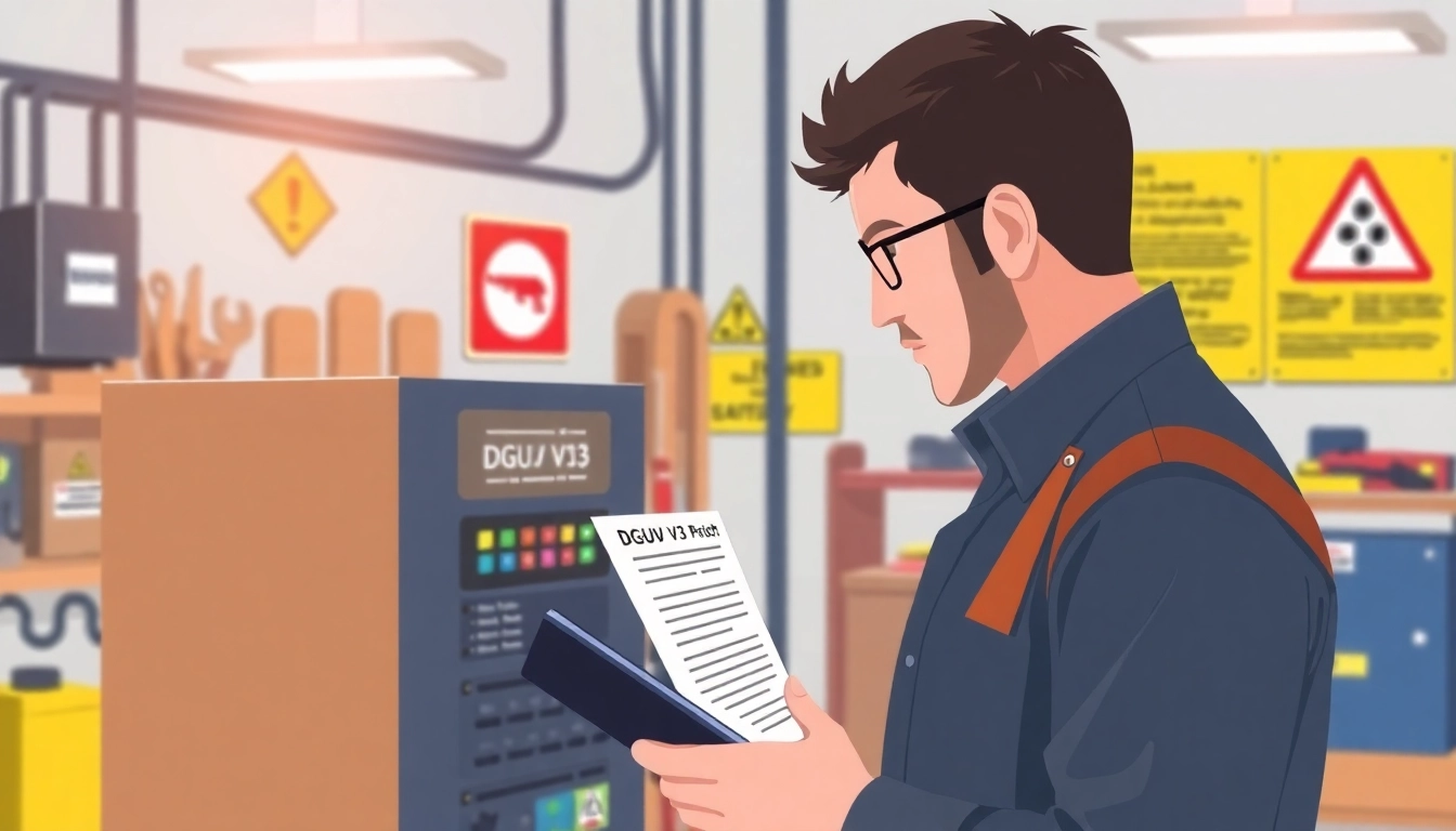 Technician conducting a DGUV V3 Prüfung on electrical devices, highlighting safety compliance in the workplace.