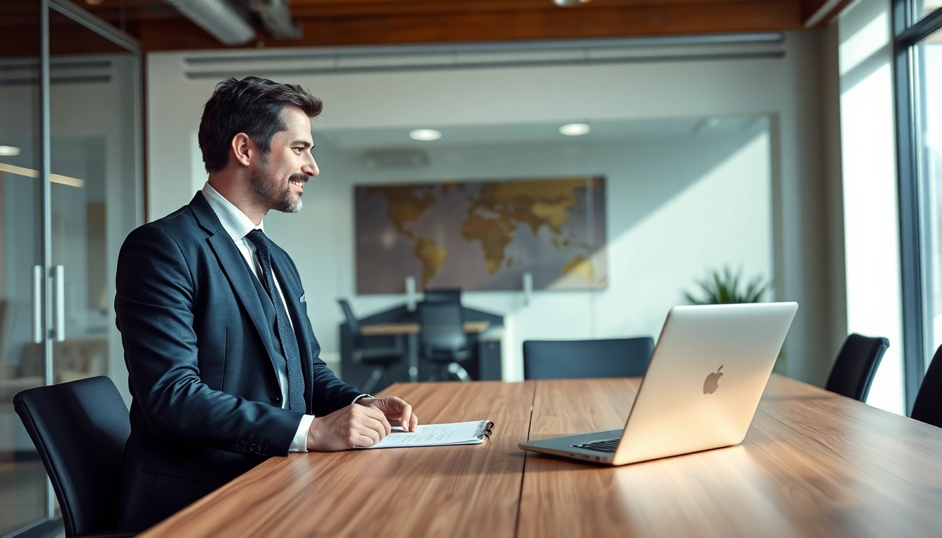 Headhunter Essen bespricht innovative Strategien mit einem Kunden in modernem Büro.