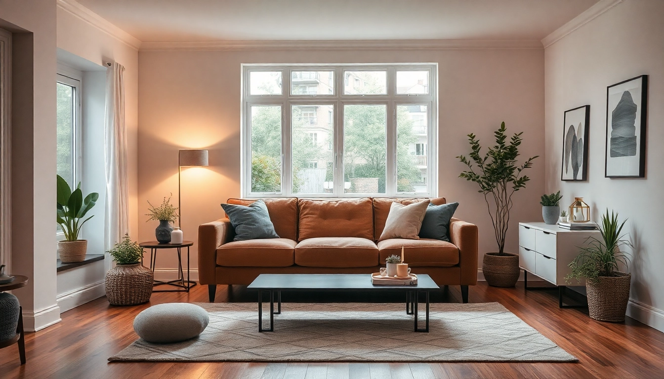 Ein modernes Wohnzimmer, das mit raffinierter Raumgestaltung und warmem Licht die Gemütlichkeit und Kreativität betont.