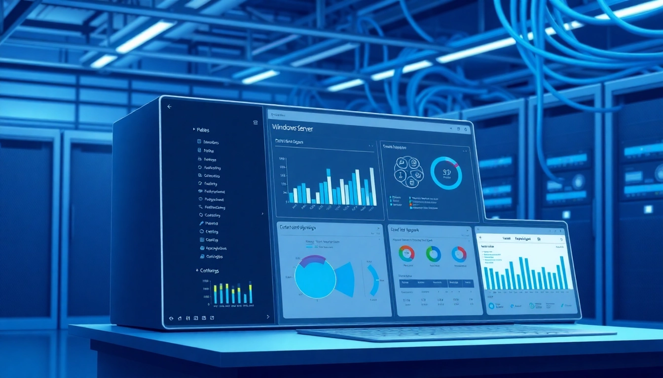 Erleben Sie die Benutzeroberfläche der Windows Server 2025 Standard Edition durch eine moderne digitale Darstellung.