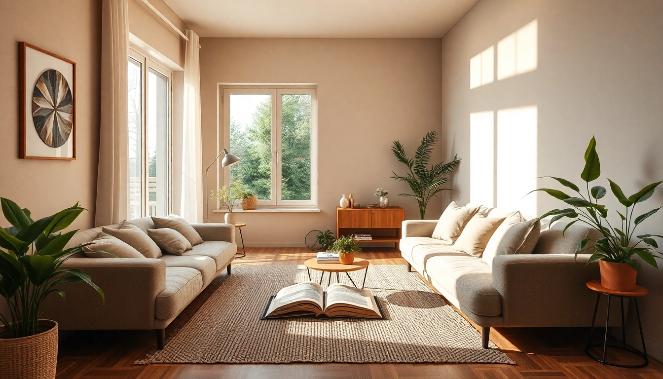 Raumgestaltung mit harmonischen Farben und Texturen für ein modernes Interieur.