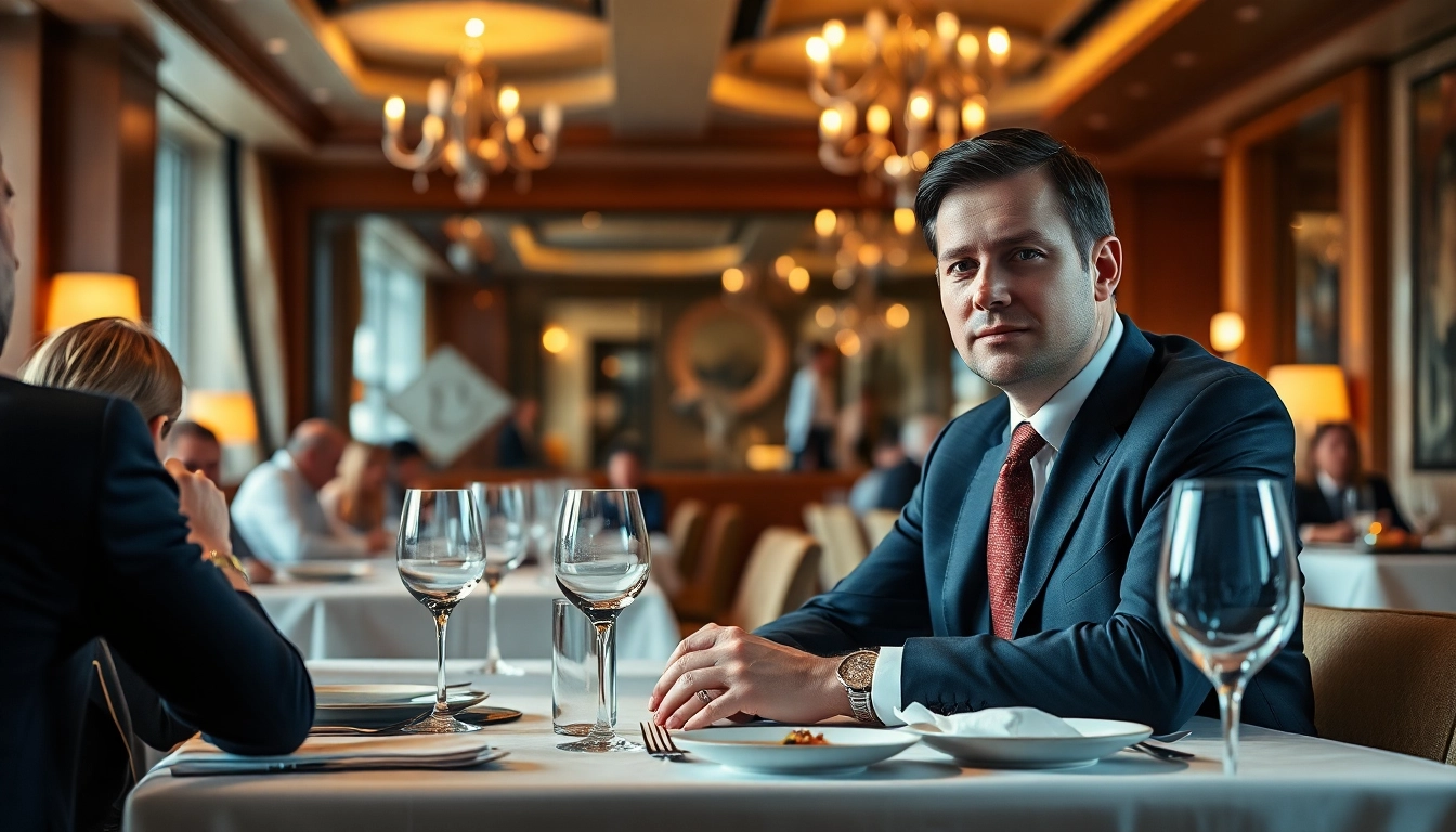 Headhunter Gastronomie, der in einem eleganten Restaurant Lebensläufe durchgeht, um Talente zu finden.