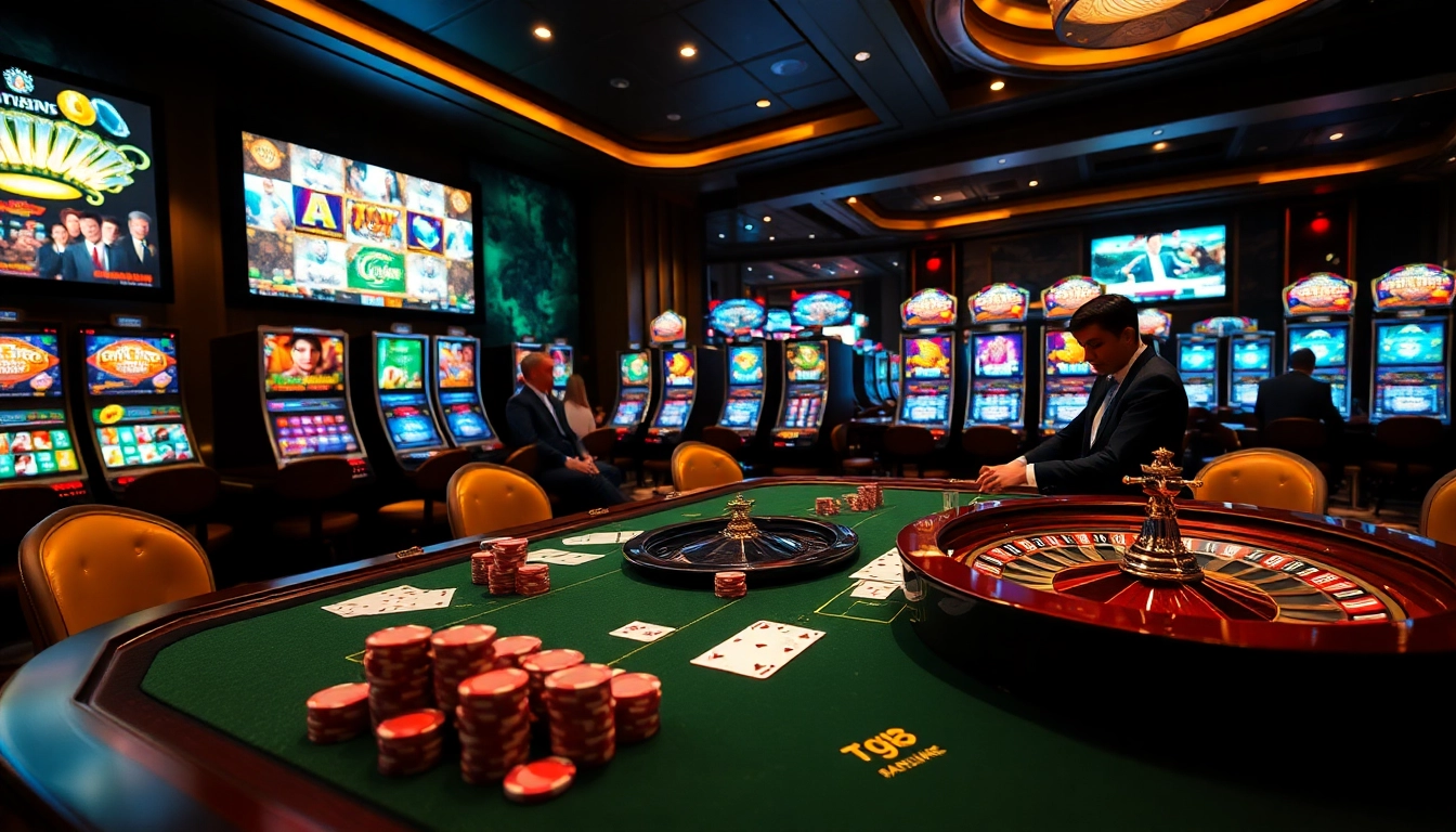 Engaged players winning at poker and roulette in a luxurious casino atmosphere reflecting tg88 sale.