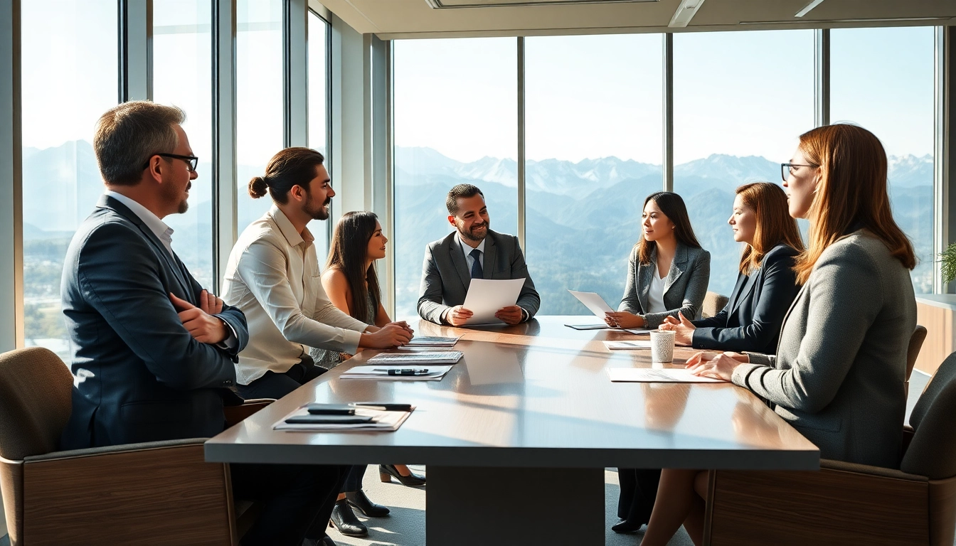 Headhunter Schweiz beraten Klienten in modernem Büro mit Bergblick