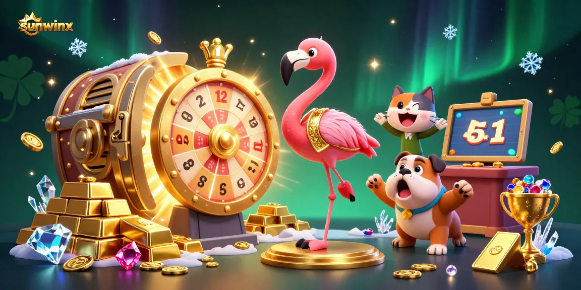 Engage with sunwinx's exciting gaming experience through vibrant 3D casino art showcasing prizes and energy.