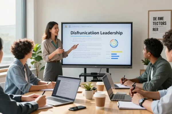 Dysfunktionale Teamführung erkennen und analysieren in einem modernen Büro mit teamorientierter Diskussion.